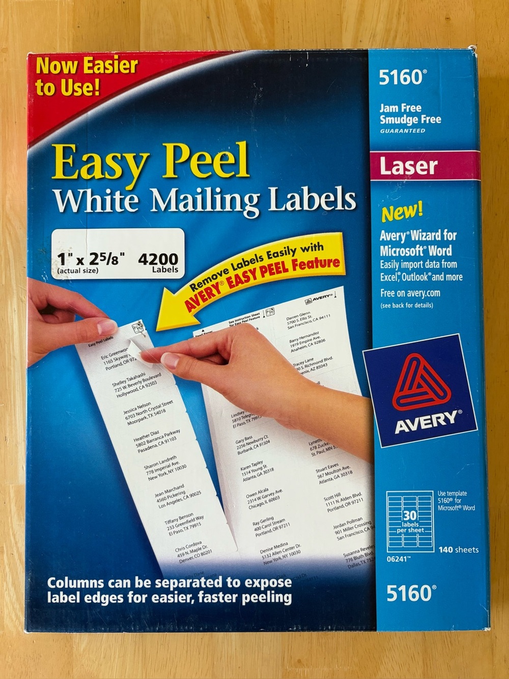 Avery Easy Peel White Mailing Labels 5160 - White. 140 sheets=4200 total labels!